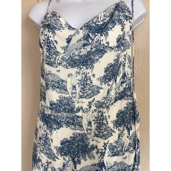 Reformation Kourtney Pastoral Side Slit Midi Dress Blue Size 12 - Picture 4 of 11